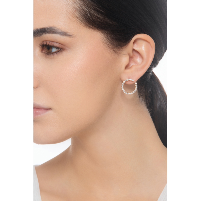 Boucles d'oreilles en or rose 750 avec diamants