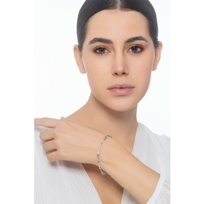 Bracelet en or blanc 18k avec améthystes et diamants