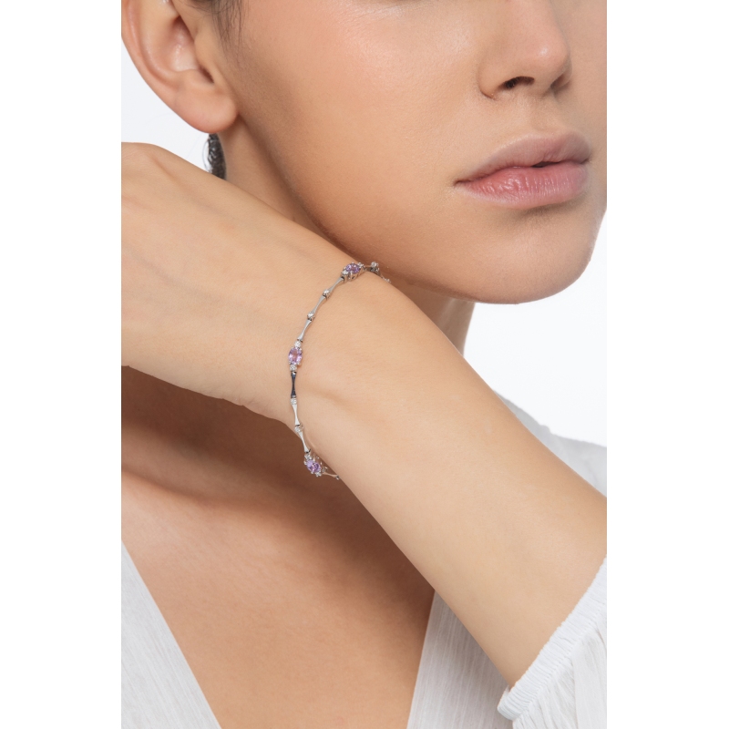 Bracelet en or blanc 18k avec améthystes et diamants