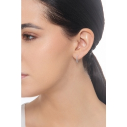 Mono boucle d'oreille ovale en or blanc 18 carats et diamants 2