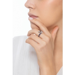 Bague toi et moi or blanc 18 carats avec saphirs bleus et diamants  2