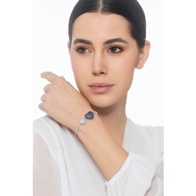 Bracelet semirigide en or blanc 18k saphirs bleus et diamants