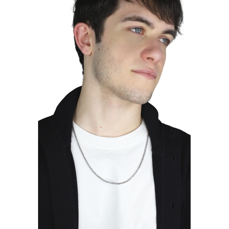 Collier en or blanc 18k à maille byzantine cm 60