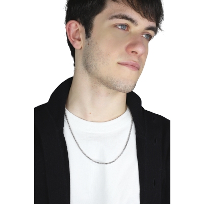 Collier en or blanc 18k à maille byzantine cm 60