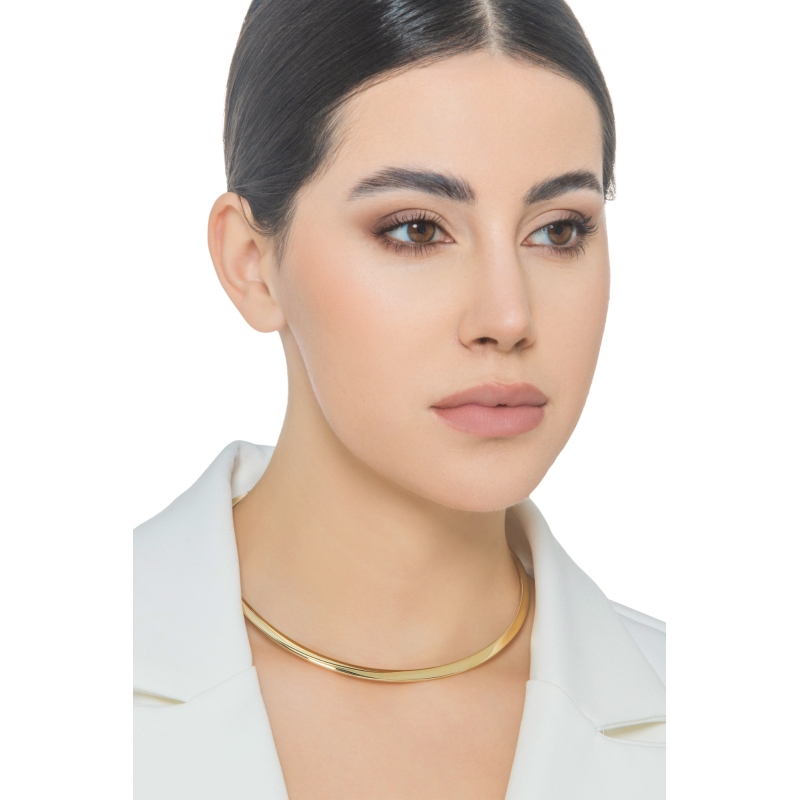 Collier choker rigide en or jaune 18k