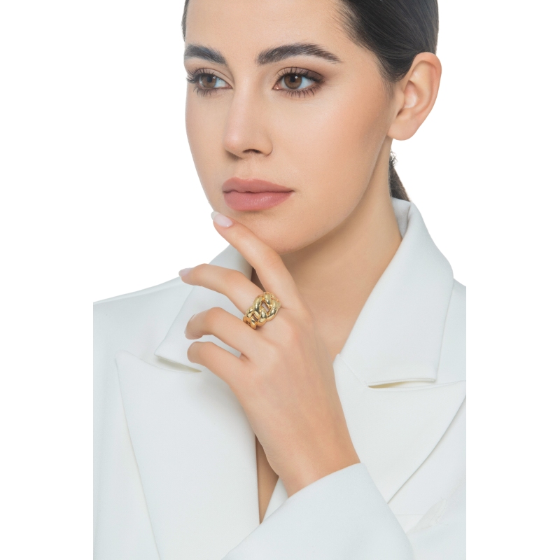 Bague en or jaune 18k tressée