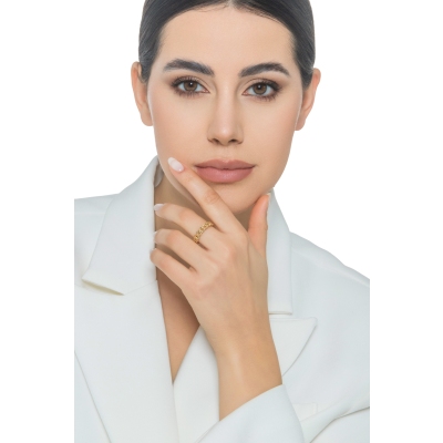 Bague gourmette en or jaune 18 carats.