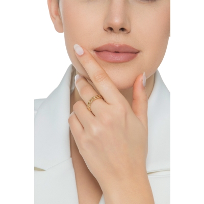 Bague gourmette en or jaune 18 carats.