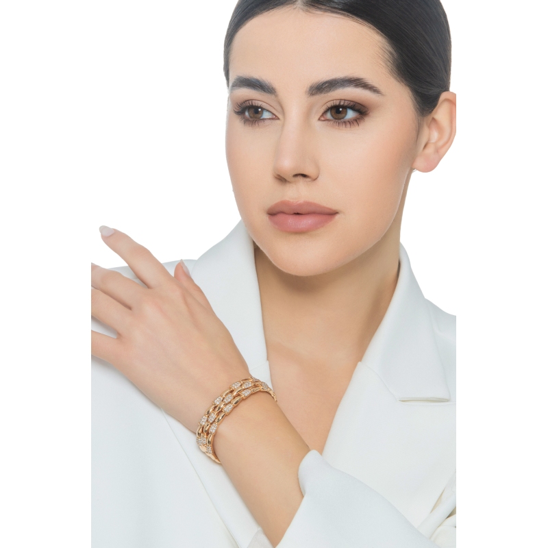 Bracelet rigide en or rose 18 carats serti de diamants 