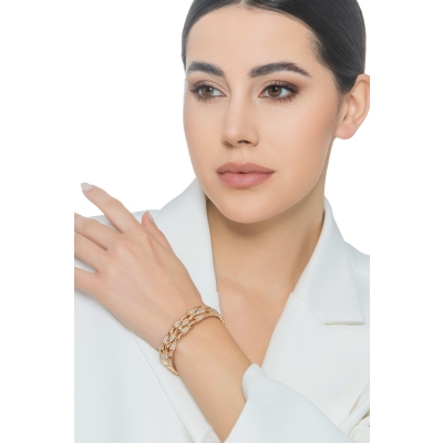 Bracelet rigide en or rose 18 carats serti de diamants 