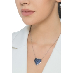 Collier en or blanc 18k  pavé et saphirs bleus 2