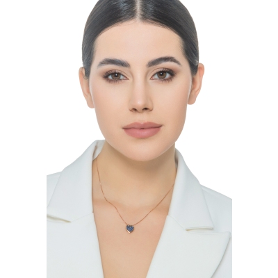 Collier en or rose 18k saphirs bleus