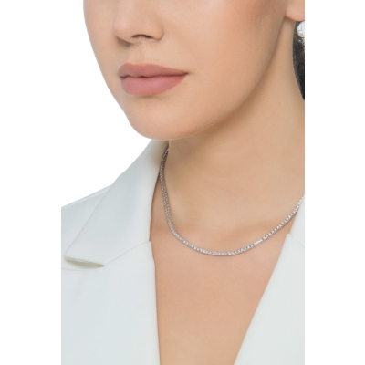 Collier ras-du-cou tennis en or blanc 18k avec diamants