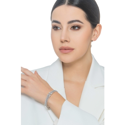 Bracelet rigide en or blanc 18k avec diamants