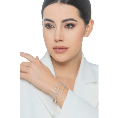 Bracelet semi-rigide en or blanc 18k avec diamant