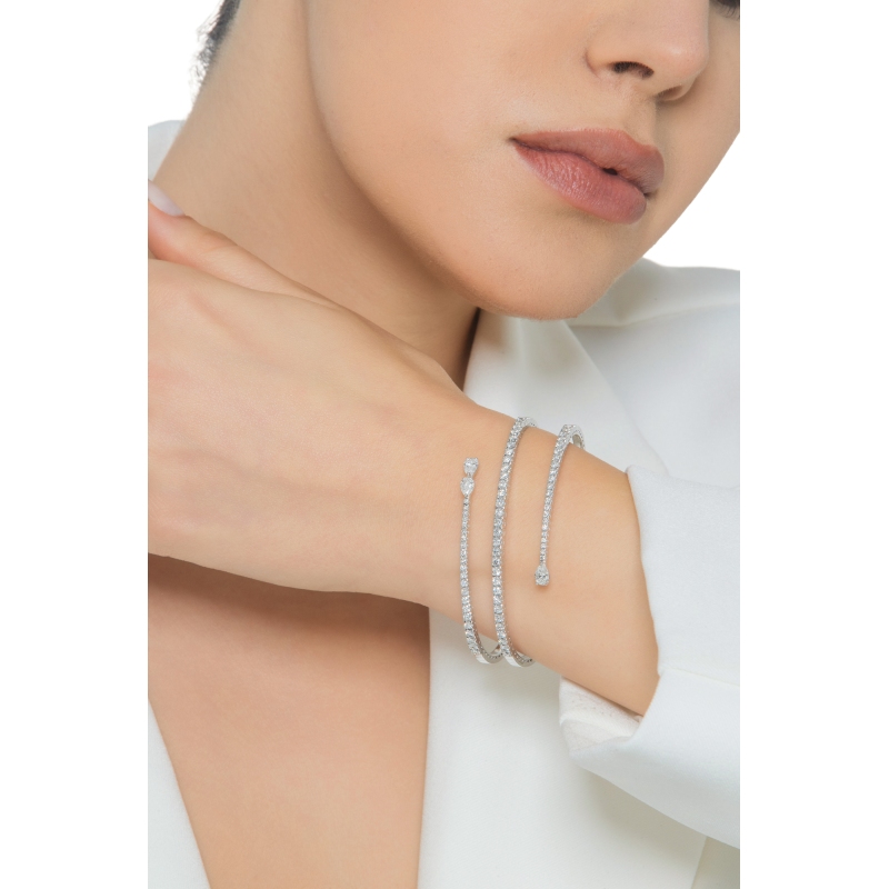 Bracelet semi-rigide en or blanc 18k avec diamant