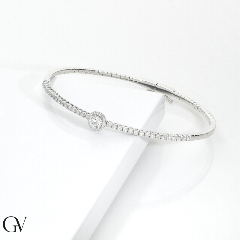 Bracelet semi-rigide en or blanc 18K avec diamants 