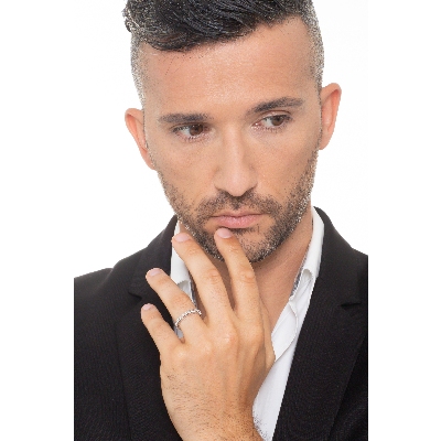 Jonc d'étérnité avec diamants et or blanc 18k