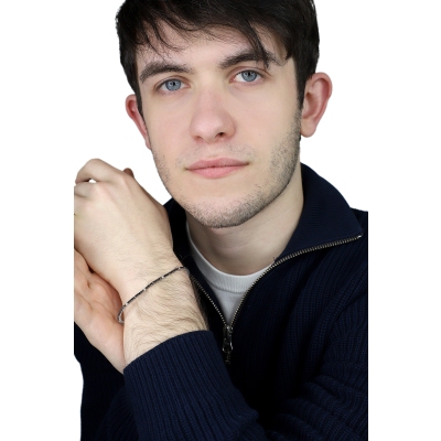 Bracelet de tennis en or blanc 18 carats avec diamants noirs et blancs