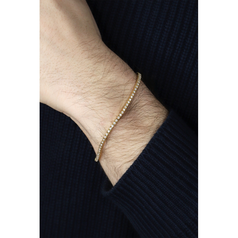 Bracelet Tennis griffé en or jaune 18 carats avec diamants
