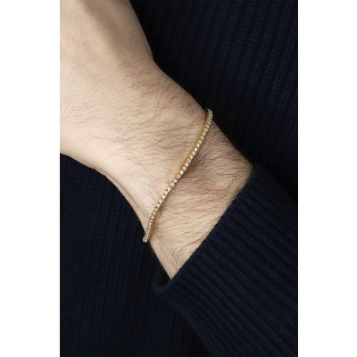 Bracelet Tennis griffé en or jaune 18 carats avec diamants