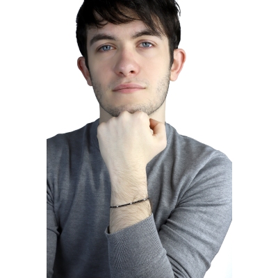 Bracelet Tennis avec Diamants Noirs et Blancs en Or Blanc