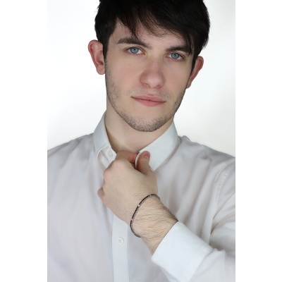 Bracelet Tennis Unisexe en Or Blanc 18k avec Diamants Noirs et Blancs