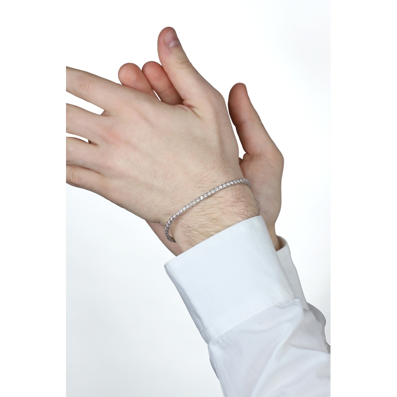 Bracelet diamants style tennis en or blanc 18k 