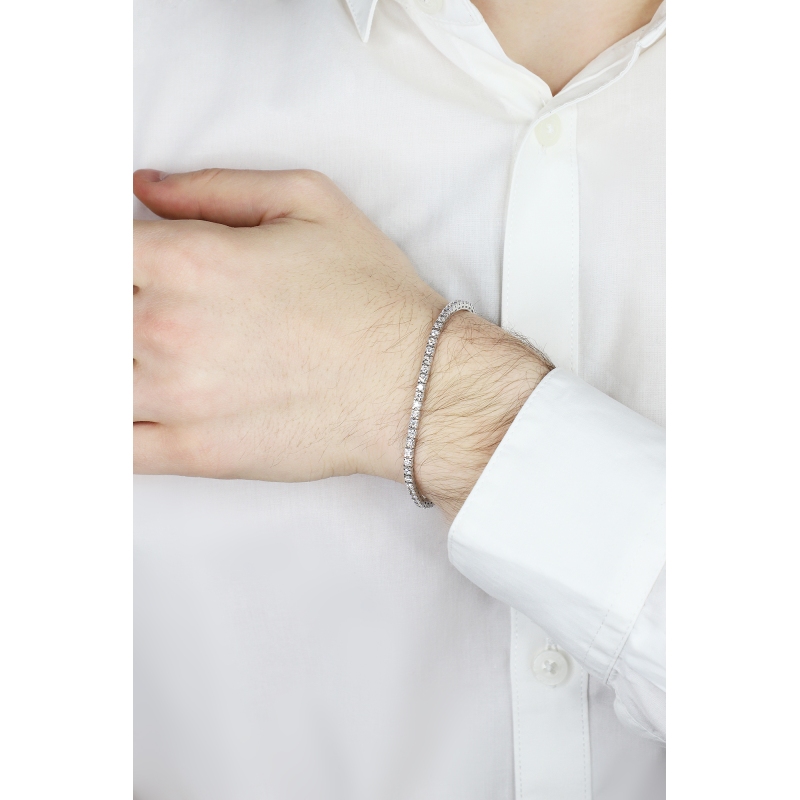 Bracelet diamants tennis or blanc 18k 