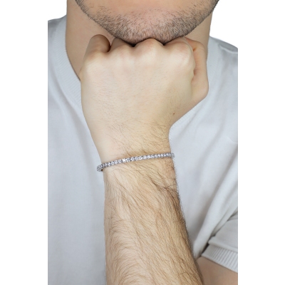 Bracelet diamants homme femme rivière or blanc 750