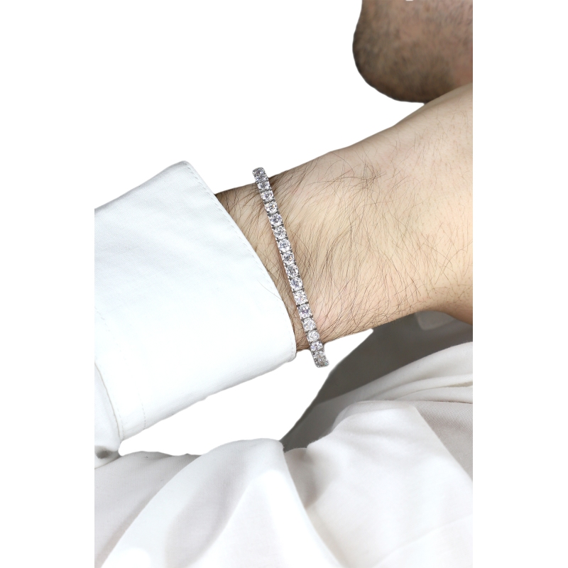 Bracelet tennis pour homme et femme en or blanc  avec diamants 