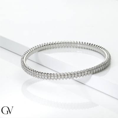 Bracelet élastique en or blanc 18k  avec diamants