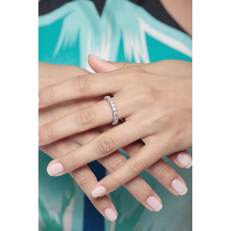 Alliance d'éternité diamants or blanc 18k 