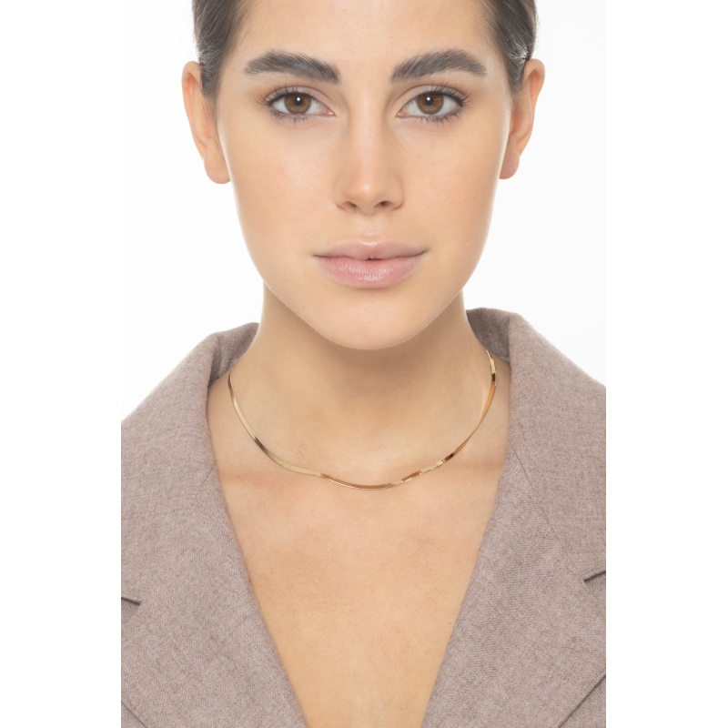 Collier snake plat en or jaune 18 carats