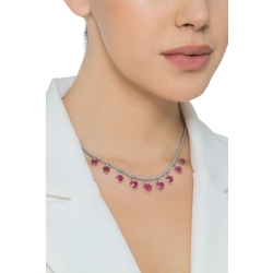 Collier tennis en or blanc 18k avec pendentifs en rubis 2