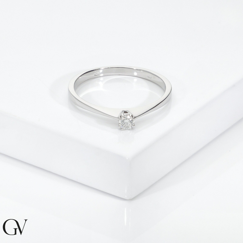 Bague Solitaire Valentin, Diamant 0,10 ct & Or Blanc 750