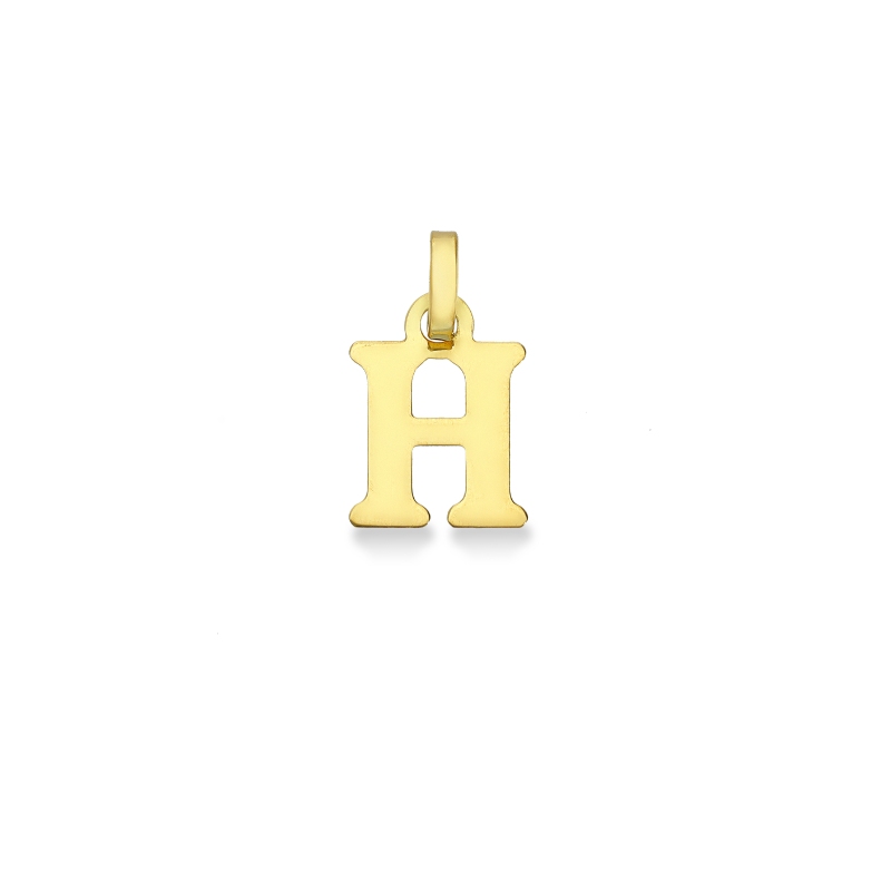 Pendentif avec la lettre initiale H en majuscule en or jaune 18 carats