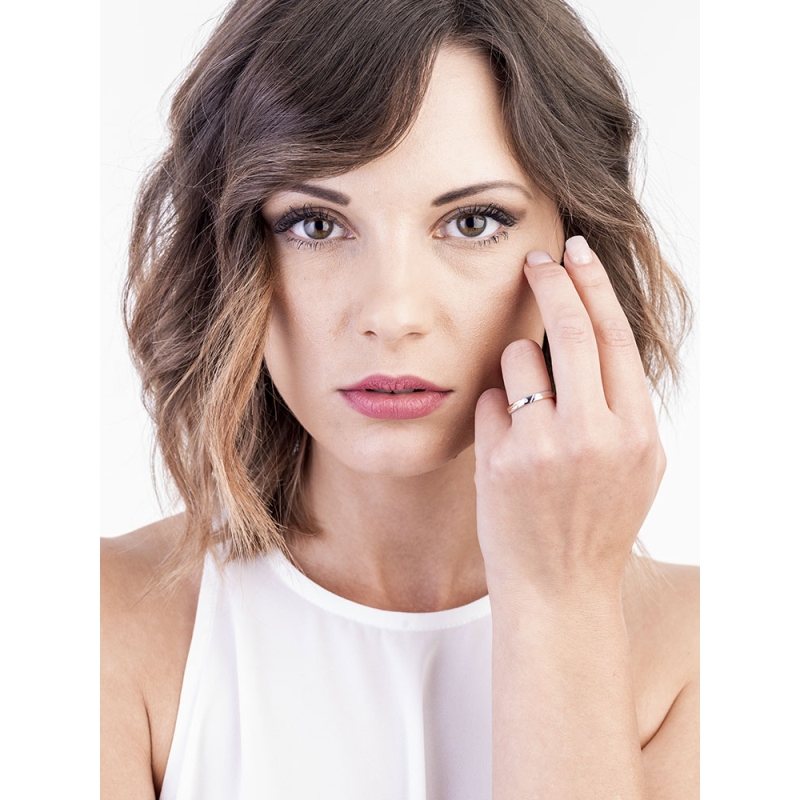 Alliance d'anniversaire de mariage en or rose et blanc 18k et diamant