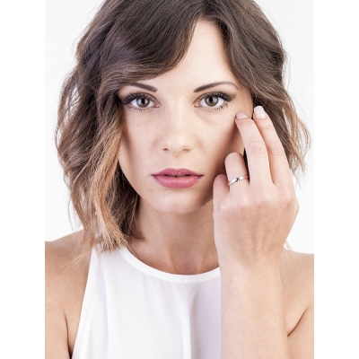 Alliance d'anniversaire de mariage en or rose et blanc 18k et diamant