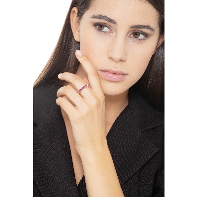 Rubis bague d'éternité en or blanc 18k 