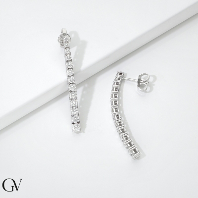 Boucles d’oreilles diamants tennis en or blanc 18k à design dégradé