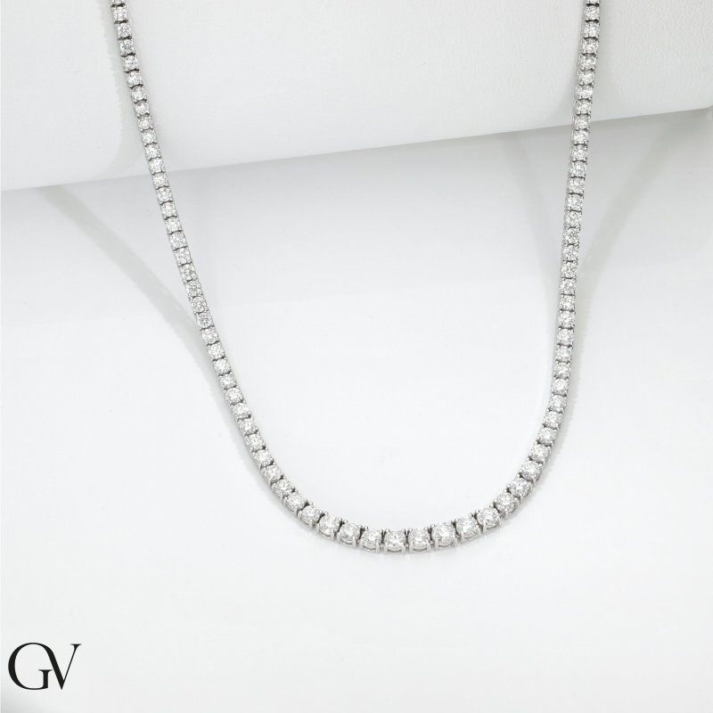 Collier tennis en or blanc 18k avec diamants 
