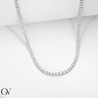 Collier tennis en or blanc 18k avec diamants 