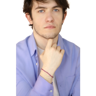 Bracelet Tennis en or blanc 18 carats avec rubis