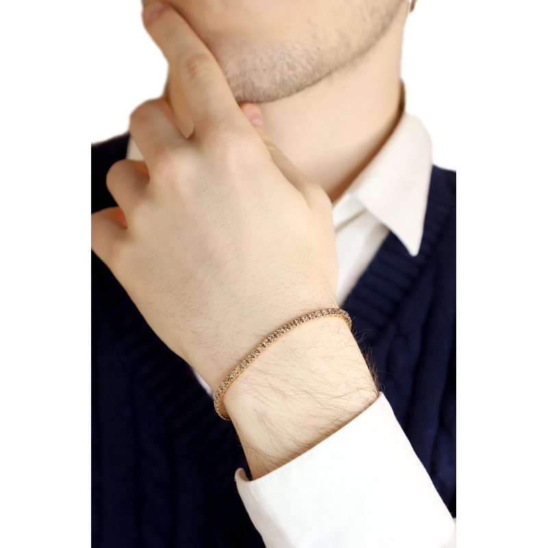 Bracelet tennis en or rose 18k avec diamants bruns