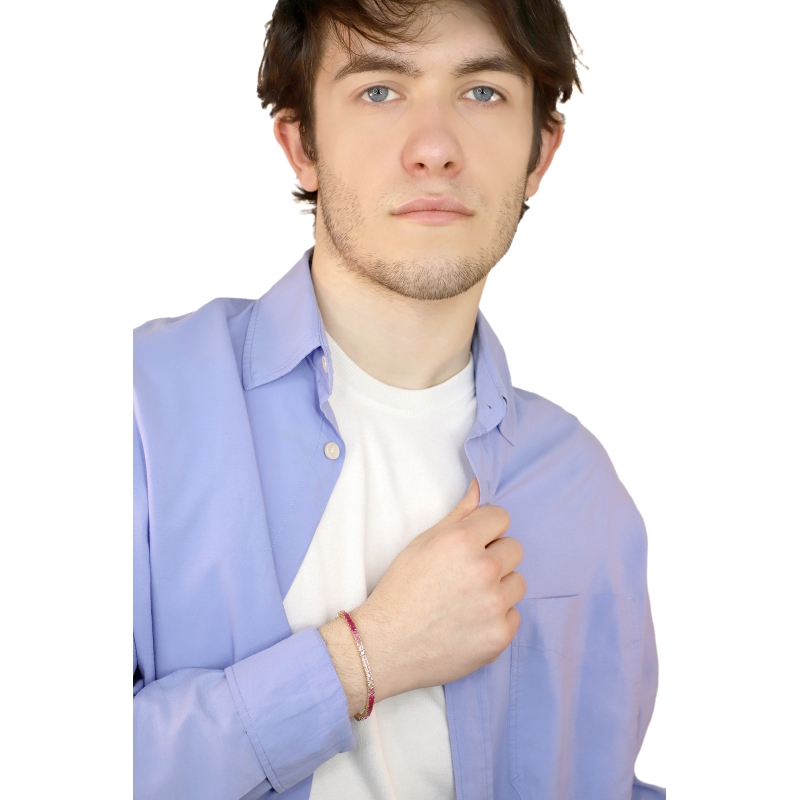 Bracelet Rivière en or jaune 18 carats avec saphirs roses