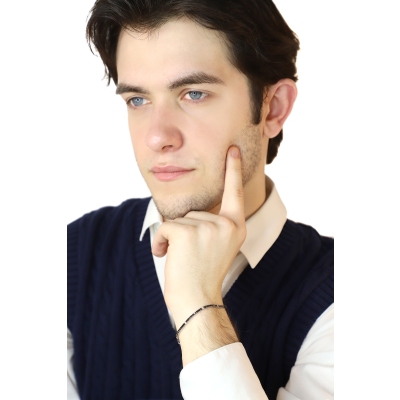 Bracelet Tennis Or Blanc 750 avec Diamants Noirs et Blancs