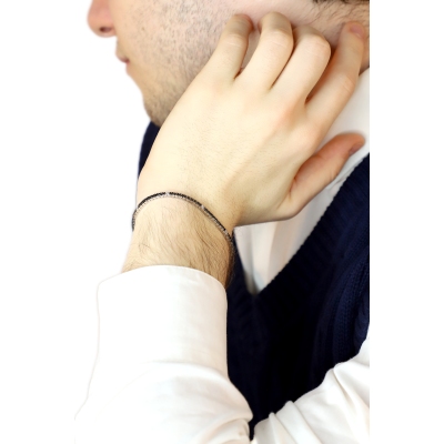 Bracelet Tennis Or Blanc 750 avec Diamants Noirs et Blancs