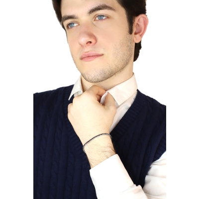 Bracelet avec Diamants Noirs Tennis en Or Blanc 18k 