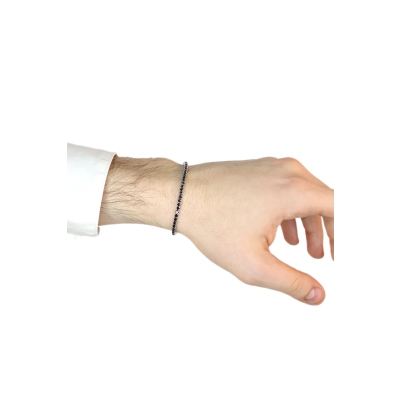 Bracelet avec Diamants Noirs Tennis en Or Blanc 18k 